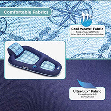 Load image into Gallery viewer, Aqua Luxury Water Lounge, X-Large, Inflatable Pool Float with Headrest, Backrest &amp; Footrest, Navy/Light Blue
