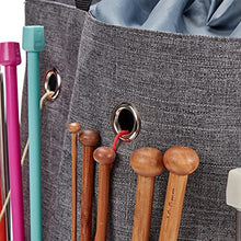 Load image into Gallery viewer, HOMEST XL Yarn Storage Tote, Tangle Free with 6 Oversized Grommets, Knitting and Crochet Organizer, Large Craft Supplies Bag with Drawstring Closure, Grey (Patent Design)

