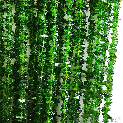 GemmartUSA Natural Chrome Diopside Chip Beads Natural Stone Beads 1 Strand 34 Inch Jewelry Making Supplies (CHCD-70001)