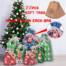 Load image into Gallery viewer, Christmas Gift Bags Assorted Sizes, 22pcs Drawstrings Christmas Bags For Gifts, Presents Wrapping Bags Favor Goody Bags Reusable Plastic Xmas Holiday Gift Bag Bulk Extra Large/Big/Medium/Small Size
