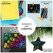 Load image into Gallery viewer, Made By Me Horizon Group USA Scratch Art 60 Pieces Variety Pack. Glow in The Dark, Holographic, Rainbow &amp; Die Cut Sheets. 4 Scratching Tools Included.Black Scratch it Off Art &amp; Crafts Sheets

