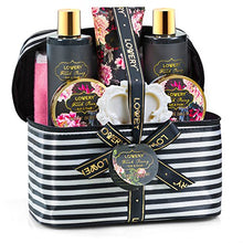 Load image into Gallery viewer, Home Spa Gift Basket, Luxury 8 Piece Bath &amp; Body Set For Men and Women, Fresh Peony Scent - Contains Shower Gel, Bubble Bath, Lotion, Bath Salt, Body Scrub, Bath Soap, Back Scrubber &amp; Cosmetic Bag
