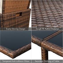 Load image into Gallery viewer, Devoko 9 Pieces Patio Dining Sets Outdoor Space Saving Rattan Chairs with Glass Table Patio Furniture Sets Cushioned Seating and Back Sectional Conversation Set (Beige)

