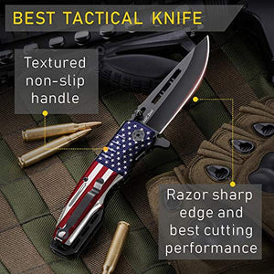 Spring Assisted Knife - Pocket Folding Knife - Military Style - Boy Scouts Knife - Tactical Knife - Good for Camping Hunting Survival Indoor and Outdoor Activities Mens Gift 6681 F