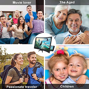 GLISTON 12'' 3D Phone Screen Enlarger, Curved Screen Magnifier for Cell Phone, HD Screen Amplifier, Folding Screen Magnifier for Movies, Videos, Gaming