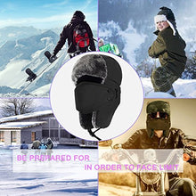 Load image into Gallery viewer, Mysuntown Unisex Winter Trooper Trapper Hat Hunting Hat Ushanka Ear Flap Chin Strap and Windproof Mask,Black,22-24 Inches ,One Size Fits All
