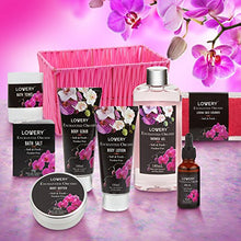 Load image into Gallery viewer, Gift Baskets for Women, Spa Gift Set for Her, Bath &amp; Body Gifts for Women - Enchanted Orchid 9 Piece Set, Best Gift Ideas for Her, Great Wedding, Birthday &amp; Anniversary Gift
