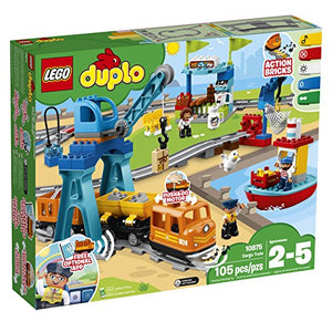 LEGO DUPLO Cargo Train 10875 Battery-Operated Building Blocks Set, Best Engineering and STEM Toy for Toddlers (105 Pieces)