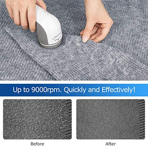BEAUTURAL Fabric Shaver and Lint Remover, Sweater Defuzzer with 2-Speeds, 2 Replaceable Stainless Steel Blades, Battery Operated (Grey)