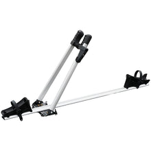 Load image into Gallery viewer, Zibomm Universal Roof Mount Bike Rack, Fork Mount Bike Carrier for Roof Racks with Foldable Secure Ratcheting Arm &amp; Safe Locking, Aluminum Car Rooftop Bicycle Carrier 1 Bike Capacity Up to 38.5 lbs
