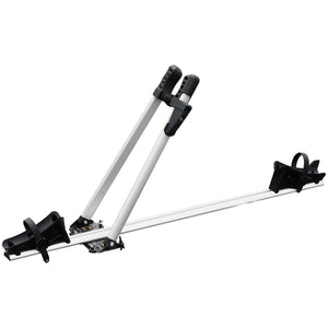 Zibomm Universal Roof Mount Bike Rack, Fork Mount Bike Carrier for Roof Racks with Foldable Secure Ratcheting Arm & Safe Locking, Aluminum Car Rooftop Bicycle Carrier 1 Bike Capacity Up to 38.5 lbs