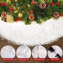 Load image into Gallery viewer, Christmas Tree Skirt, 50 Inch Thicker &amp; Ultra Soft White Christmas Plush Tree Skirt, Machine Washable &amp; Dryable Snowy White Fur Tree Skirt for Christmas Decorations and Ornaments
