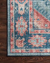 Load image into Gallery viewer, Loloi ll Skye Collection Printed Distressed Vintage Area Rug, 7'-6" x 9'-6", Turquoise/Terracotta
