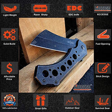 Load image into Gallery viewer, KCCEDGE BEST CUTLERY SOURCE EDC Pocket Knife Camping Accessories Razor Sharp Ball Bearing Survival Cleaver Folding Knife Camping Gear Survival Kit 55211 (Stonewash Grey)
