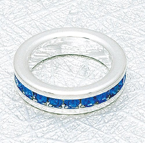 Birthstone Pendant Necklace - Custom Stackable Eternity Birthstone Pendants and Chains in Silver Finish (September - Sapphire)