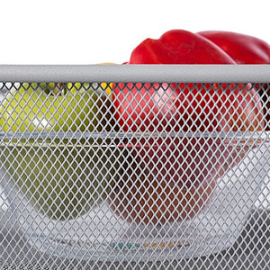 DESIGNA 3-Tier Rolling Utility Cart Storage Shelves Multifunction, Metal Mesh Baskets, Pantry Cart with Lockable Wheels, Gray