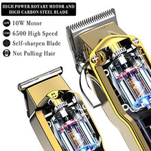 Load image into Gallery viewer, Hatteker Hair Clipper &amp; Trimmer Set for Men IPX7 Waterproof Cordless Barber Clipper for Hair Cutting Kit with T-Blade Trimmer Beard Trimmer Kids Clipper Professional USB Rechargeable (Gold)
