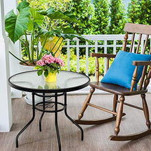 Load image into Gallery viewer, Tangkula 32" Outdoor Patio Table Round Steel Frame Tempered Glass Top Commercial Party Event Furniture Conversation Coffee Table for Backyard Lawn Balcony Pool with Umbrella Hole
