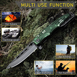 Spring Assisted Knife - Pocket Folding Knife - Military Style - Boy Scouts Knife - Tactical Knife - Good for Camping Hunting Survival Indoor and Outdoor Activities Mens Gift 6681 N