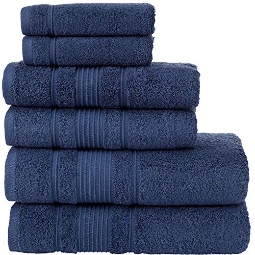 Load image into Gallery viewer, Qute Home Spa & Hotel Towels 6 Piece Towel Set, 2 Bath Towels, 2 Hand Towels, and 2 Washcloths - Navy Blue