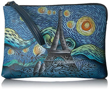 Load image into Gallery viewer, Anna by Anuschka womens Anna Anuschka Hand Painted Women's Wristlet Clutch Genuine Leather, Love in Paris, No Size US
