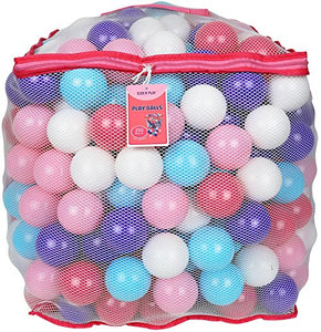 Click N' Play Ball Pit Balls for Kids, Plastic Refill Balls, 200 Pack, Phthalate and BPA Free, Includes a Reusable Storage Bag with Zipper, Pastel, Gift for Toddlers and Kids