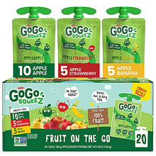 Load image into Gallery viewer, GoGo squeeZ Fruit on the Go Variety Pack, Apple Apple, Apple Banana, &amp; Apple Strawberry, 3.2 oz. (20 Pouches) - Tasty Kids Applesauce Snacks - Gluten Free Snacks for Kids - Nut &amp; Dairy Free - Vegan Snacks
