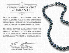 Load image into Gallery viewer, THE PEARL SOURCE 14K Gold 7-7.5mm Round Black Akoya Cultured Pearl Necklace, Bracelet &amp; Earrings Set in 17" Princess Length for Women
