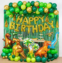 Load image into Gallery viewer, Dinosaur Birthday Party Decorations&amp;Balloons Arch Garland Kit(Gold,Green),Dinosaurs Balloons,Happy Birthday Balloons,Curtains,for Dino Themed Kid's Party,Shower,Celebration.
