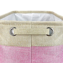 Load image into Gallery viewer, MALIHONG Personalized Foldable Storage Basket Collapsible Sturdy Fabric Dog Toys Storage Bin Cube with Handles for Organizing Shelf Home Closet , Pink and White, Large Size - 15" x 11" x 8"
