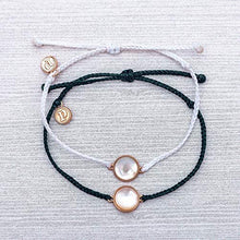 Load image into Gallery viewer, Pura Vida Rose Gold Mother of Pearl Bracelet - Adjustable Band, 100% Waterproof - Black
