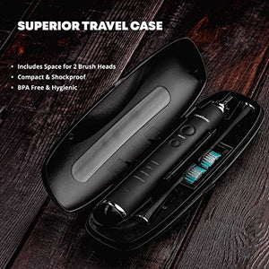 AquaSonic Black Series Ultra Whitening Toothbrush - 8 DuPont Brush Heads & Travel Case Included - Ultra Sonic 40,000 VPM Motor & Wireless Charging - 4 Modes w Smart Timer - Modern Electric Toothbrush