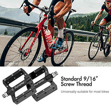 Load image into Gallery viewer, Puroma Mountain Bike Pedal Nylon Fiber Non-Slip 9/16 Inch Bicycle Platform Flat Pedals for Road Mountain BMX MTB Bike (Black)
