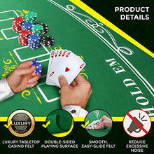 Load image into Gallery viewer, Tabletop Casino Felt Layout for Texas Holdem Poker and Blackjack - Premium Professional Grade Blackjack and Poker Mat for, Theme Party, Poker Night, Fundraisers &amp; Gatherings
