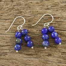 Load image into Gallery viewer, NOVICA Lapis Lazuli .925 Sterling Silver Beaded Earrings, Midnight Mood'
