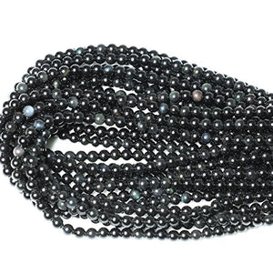 CHEAVIAN 60PCS 6mm Natural Black Obsidian Gemstone Round Loose Beads Crystal Energy Stone Healing Power for DIY Jewelry Making 1 Strand 15"