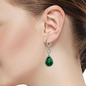Gem Stone King 925 Sterling Silver Long Drop Dangle Elegant Wedding Bridal Chandelier Teardrop Earrings For Women (2 Inch Pear Shape 16X12MM, 20.00 Cttw)