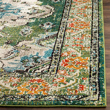 Load image into Gallery viewer, Safavieh Monaco Collection MNC243F Boho Chic Medallion Distressed Area Rug, 8' x 10', Forest Green/Light Blue
