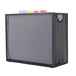 Hanging File Organizer File Holder Filing Box Includes 5 Hanging Folders - Metal Mesh File Desk Organizer Magazine Holder Book File Letter Storage Box Filling Cabinets for Office Home School