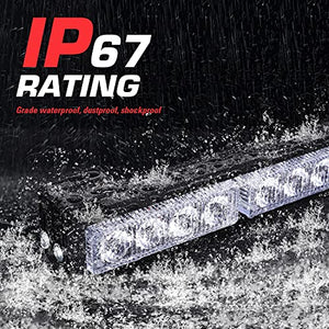 Linkitom 2 In 1 Emergency LED Traffic Advisor Strobe Light Bar, 23 Flash Patterns 32LED Interior Safety Warning Hazard Flashing Lights for Roof/Dash/Front/Rear Windshield (Amber/White)