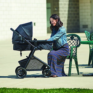 Evenflo Pivot Modular Travel System, Lightweight Baby Stroller, Sleek & Versatile, Easy Infant Car Seat Transfer, Oversized Storage Basket, Blanket Boot, Travel Stroller, 3-Panel Canopy, Sandstone Tan