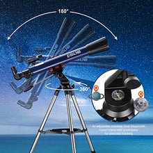 Load image into Gallery viewer, ESSLNB Telescope for Adults 700X70mm with K4/10/20 Eyepieces 525X Telescopes for Kids and Beginners Erect-Image Refractor Telescope with Stainless Steel Tripod Phone Mount and Red Dot Finderscope
