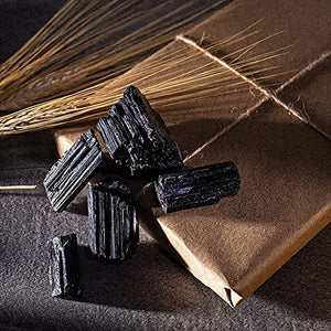 KALIFANO Black Tourmaline Bundle with Calming and Purification Energy - AAA+ Grade Brazilian Turmalina Negra Schorl Reiki Healing Crystal Used for Protection and Security (Information Card Included)