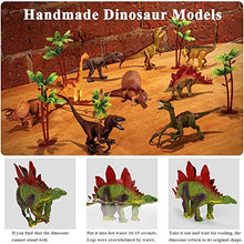 Load image into Gallery viewer, TEMI Dinosaur Toy Figure w/ Activity Play Mat &amp; Trees, Educational Realistic Dinosaur Playset to Create a Dino World Including T-Rex, Triceratops, Velociraptor, Perfect Gifts for Kids, Boys &amp; Girls
