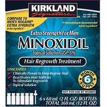 Load image into Gallery viewer, 6 Months Kirkland Minoxidil 5% Extra Strength Hair Loss Regrowth Treatment Men, 12 Fl Oz (Pack of 6)
