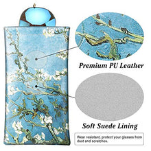 Load image into Gallery viewer, MoKo Squeeze Top Sunglasses Case, (2 Pack) Portable Eyeglass Pouch Sunglass Goggles Soft Case Protective Eyewear Case Bag Glasses Holder for Women with Cleaning Cloth, Black &amp; Almomd Blossom

