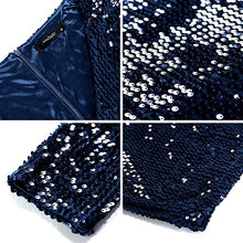 Load image into Gallery viewer, Mixfeer Women Sexy Bodycon Dress V Neck Long Sleeve Sequin Cocktail Party Club Evening Mini Dress Blue
