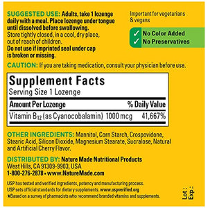 Nature Made Vitamin B12 1000 mcg, Dietary Supplement for Cellular Energy Support, 150 Sublingual Lozenges, 150 Day Supply