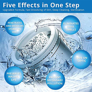 Kaitse Washing Machine Cleaner Effervescent Tablets, Solid Washer Deep Cleaning Tablet, Triple Decontamination Remover with Natural Biological Formula, for Front Load and Top Load Washers 30 Count