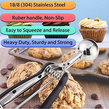 Load image into Gallery viewer, JUNADAEL J Cookie Scoop, Include #60/1 Tablespoon, #40/2 Tablespoon, #20/3 Tablespoon, Cookie Dough Scoop, Cookie Scoops for Baking set of 3, 18/8 Stainless Steel, Soft Grip

